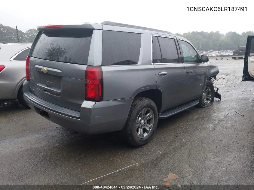 2020 Chevrolet Tahoe 2Wd Ls VIN: 1GNSCAKC6LR187491 Lot: 40424041