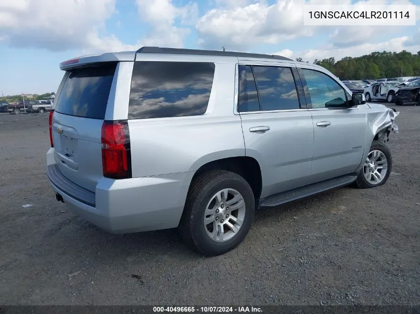 2020 Chevrolet Tahoe 2Wd Ls VIN: 1GNSCAKC4LR201114 Lot: 40496665