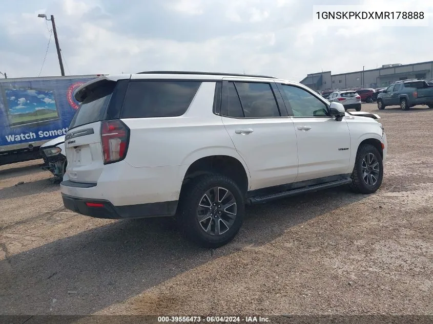 2021 Chevrolet Tahoe 4Wd Z71 VIN: 1GNSKPKDXMR178888 Lot: 39556473