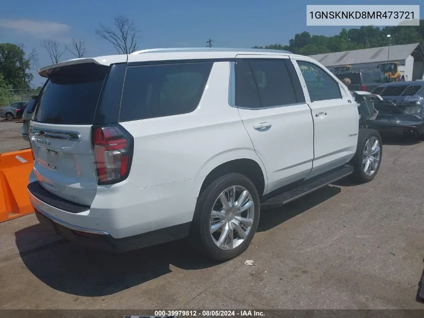 2021 Chevrolet Tahoe 4Wd Lt VIN: 1GNSKNKD8MR473721 Lot: 39979812