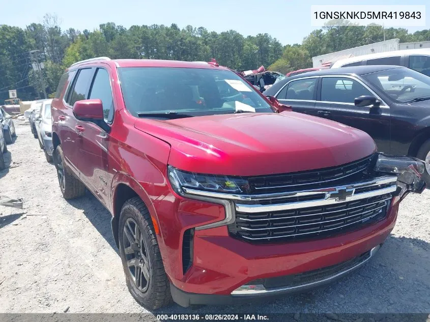 2021 Chevrolet Tahoe 4Wd Lt VIN: 1GNSKNKD5MR419843 Lot: 40183136