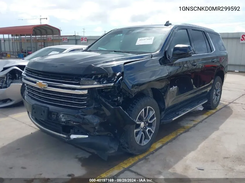 2021 Chevrolet Tahoe 2Wd Lt VIN: 1GNSCNKD0MR299592 Lot: 40197169