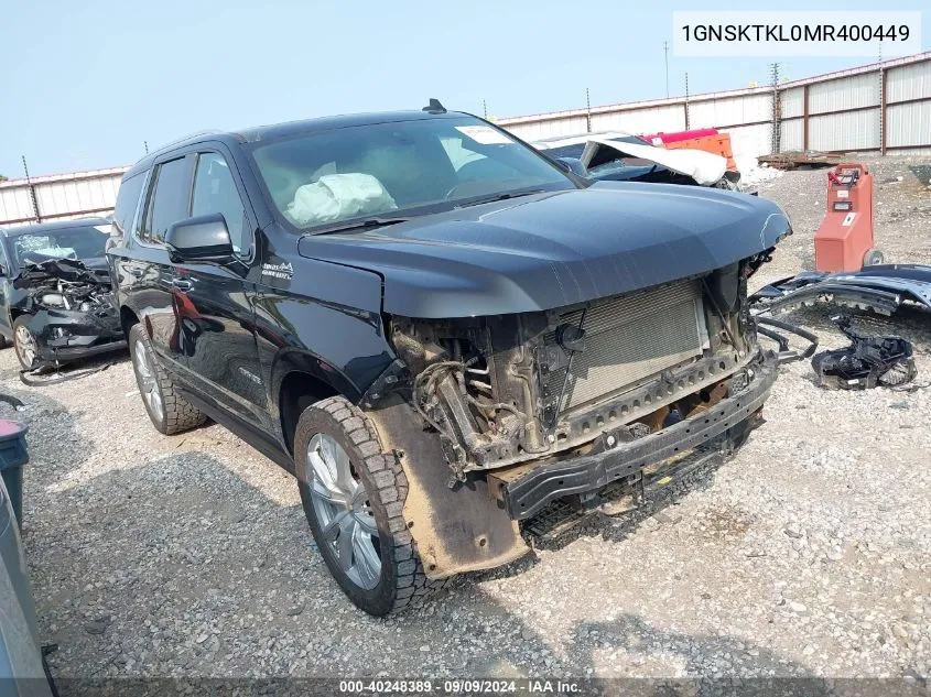 2021 Chevrolet Tahoe 4Wd High Country VIN: 1GNSKTKL0MR400449 Lot: 40248389