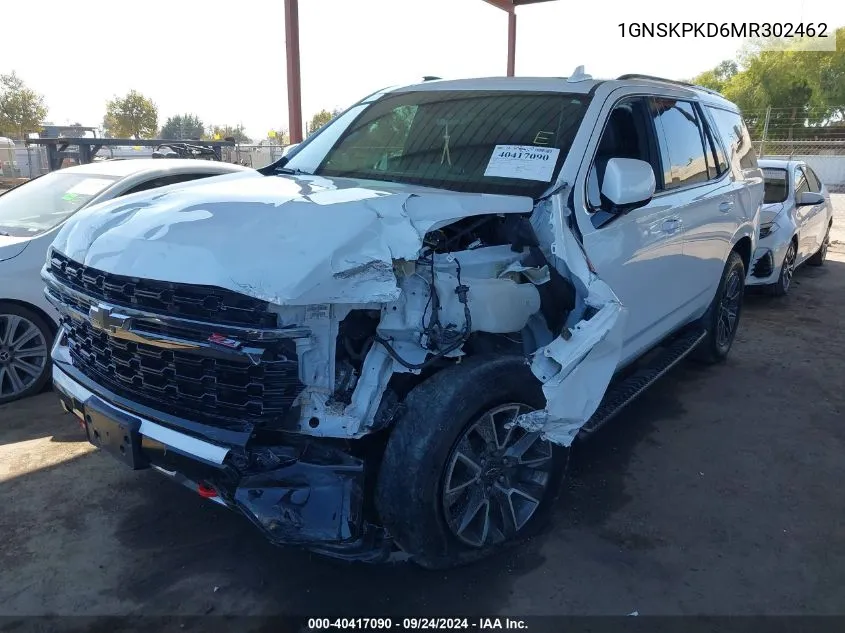 2021 Chevrolet Tahoe 4Wd Z71 VIN: 1GNSKPKD6MR302462 Lot: 40417090