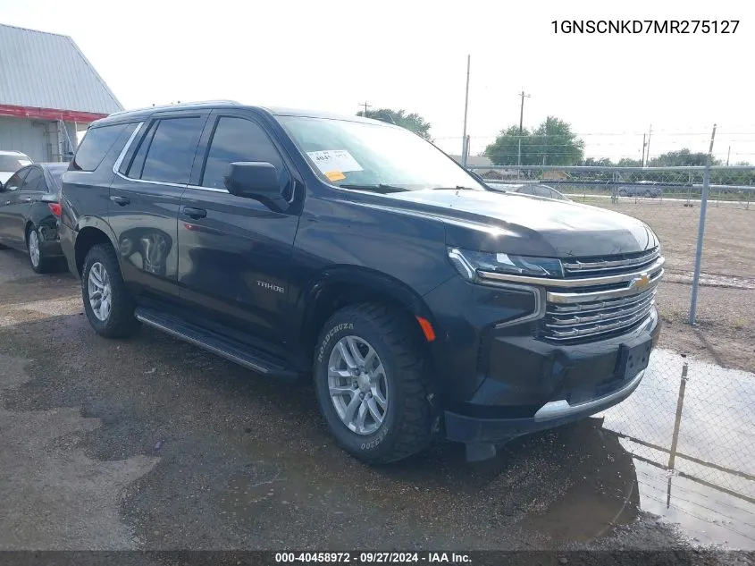 2021 Chevrolet Tahoe 2Wd Lt VIN: 1GNSCNKD7MR275127 Lot: 40458972