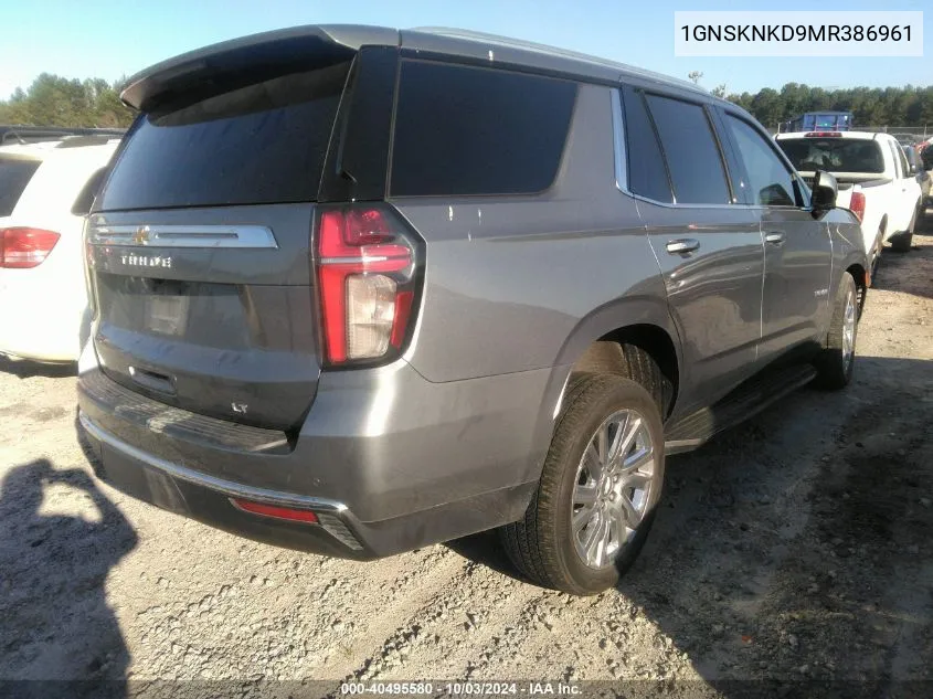 2021 Chevrolet Tahoe 4Wd Lt VIN: 1GNSKNKD9MR386961 Lot: 40495580