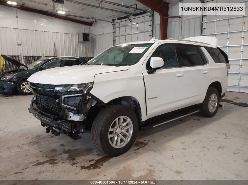 2021 Chevrolet Tahoe 4Wd Lt VIN: 1GNSKNKD4MR312833 Lot: 40561504