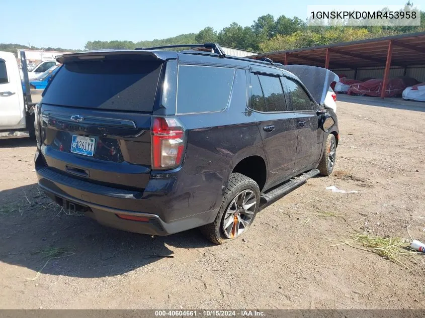 2021 Chevrolet Tahoe 4Wd Z71 VIN: 1GNSKPKD0MR453958 Lot: 40604661