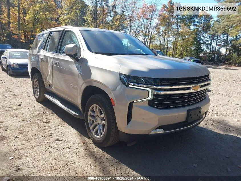 2021 Chevrolet Tahoe 4Wd Lt VIN: 1GNSKNKD0MR369692 Lot: 40700691