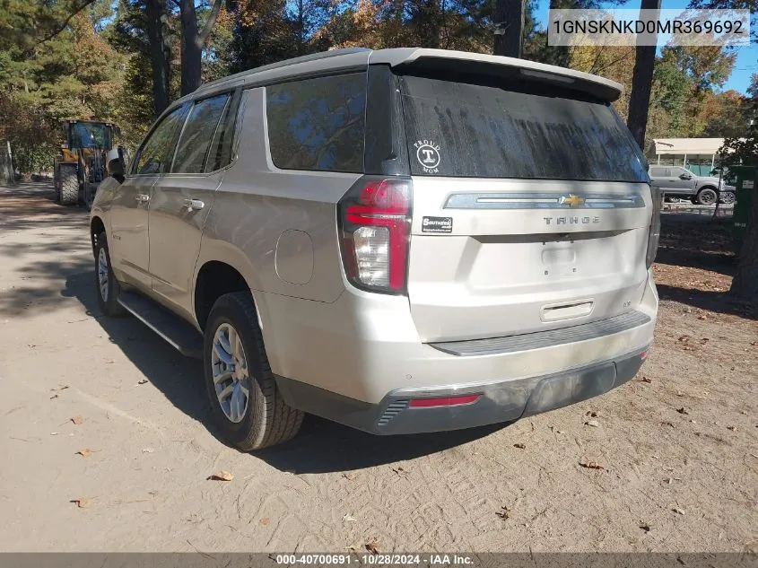 2021 Chevrolet Tahoe 4Wd Lt VIN: 1GNSKNKD0MR369692 Lot: 40700691