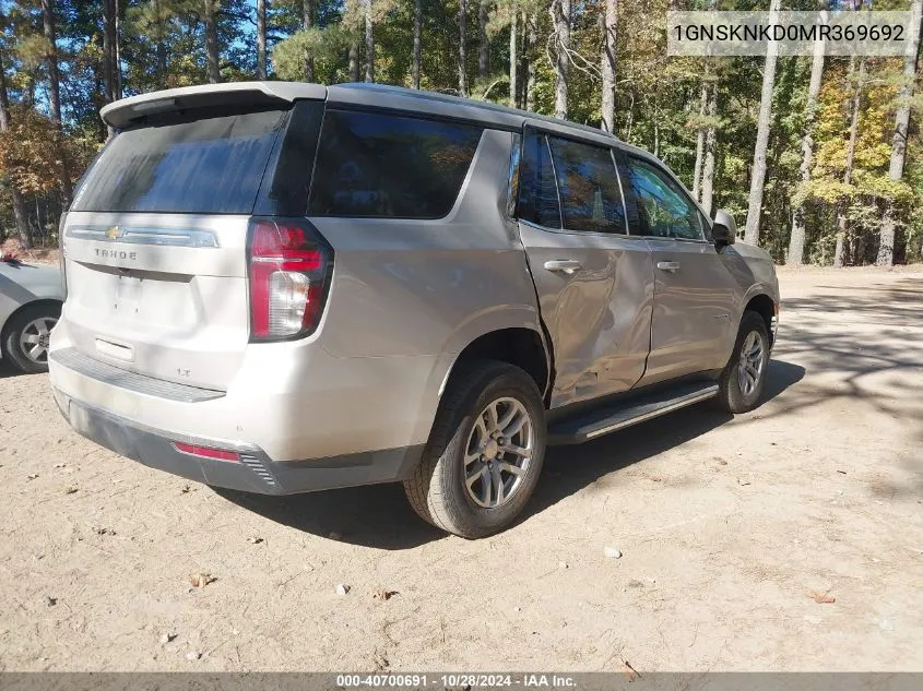 2021 Chevrolet Tahoe 4Wd Lt VIN: 1GNSKNKD0MR369692 Lot: 40700691