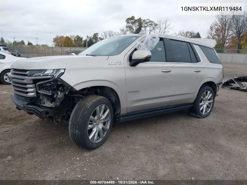 2021 Chevrolet Tahoe 4Wd High Country VIN: 1GNSKTKLXMR119484 Lot: 40704499