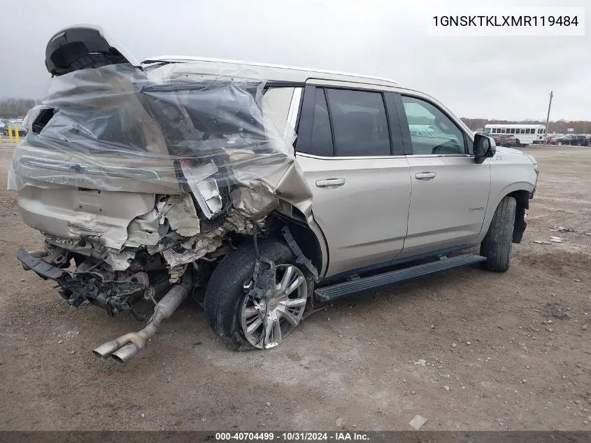 2021 Chevrolet Tahoe 4Wd High Country VIN: 1GNSKTKLXMR119484 Lot: 40704499