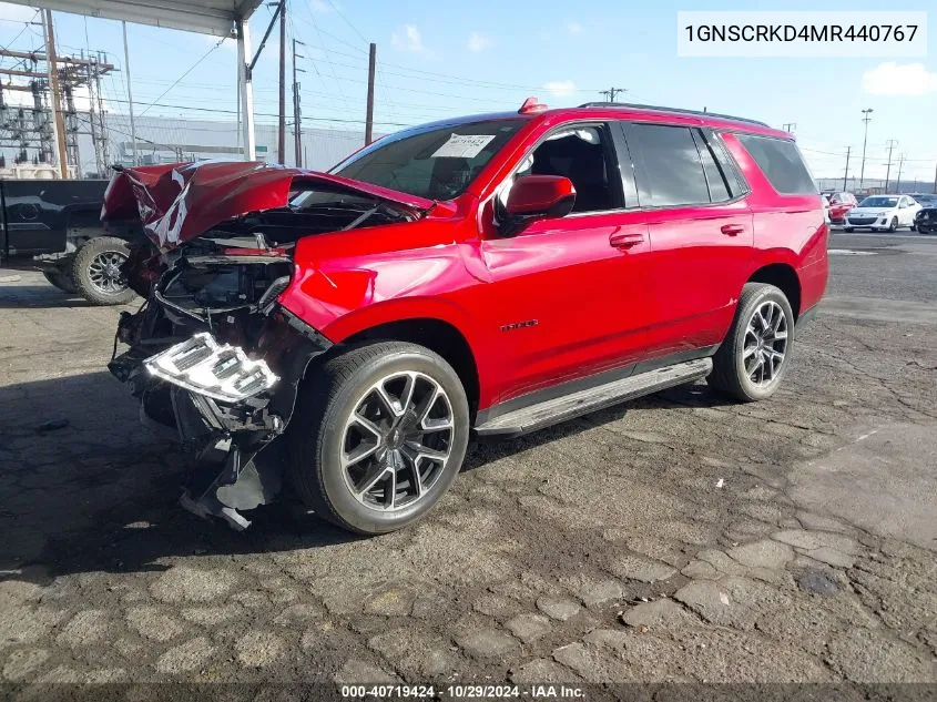 2021 Chevrolet Tahoe 2Wd Rst VIN: 1GNSCRKD4MR440767 Lot: 40719424