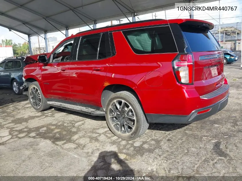 2021 Chevrolet Tahoe 2Wd Rst VIN: 1GNSCRKD4MR440767 Lot: 40719424