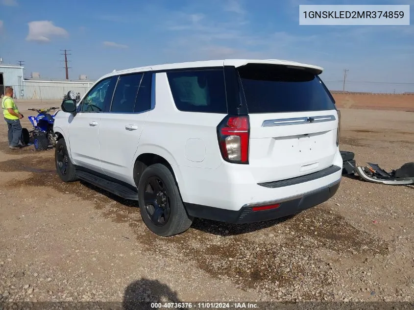 2021 Chevrolet Tahoe 4Wd Commercial Fleet VIN: 1GNSKLED2MR374859 Lot: 40736376