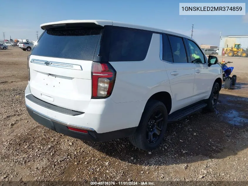 2021 Chevrolet Tahoe 4Wd Commercial Fleet VIN: 1GNSKLED2MR374859 Lot: 40736376