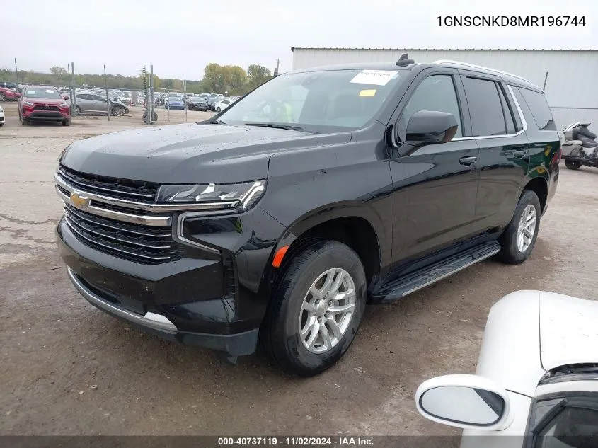 2021 Chevrolet Tahoe 2Wd Lt VIN: 1GNSCNKD8MR196744 Lot: 40737119