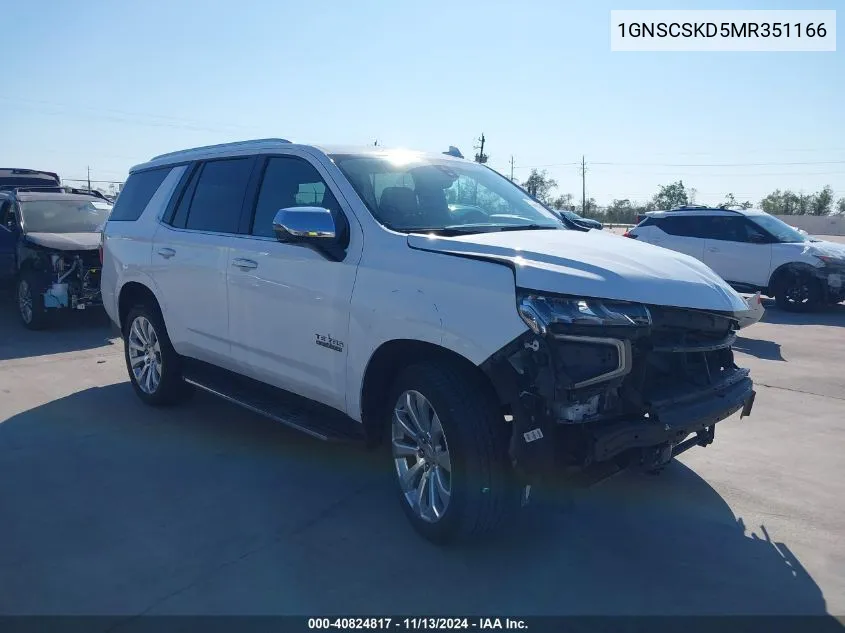 2021 Chevrolet Tahoe 2Wd Premier VIN: 1GNSCSKD5MR351166 Lot: 40824817