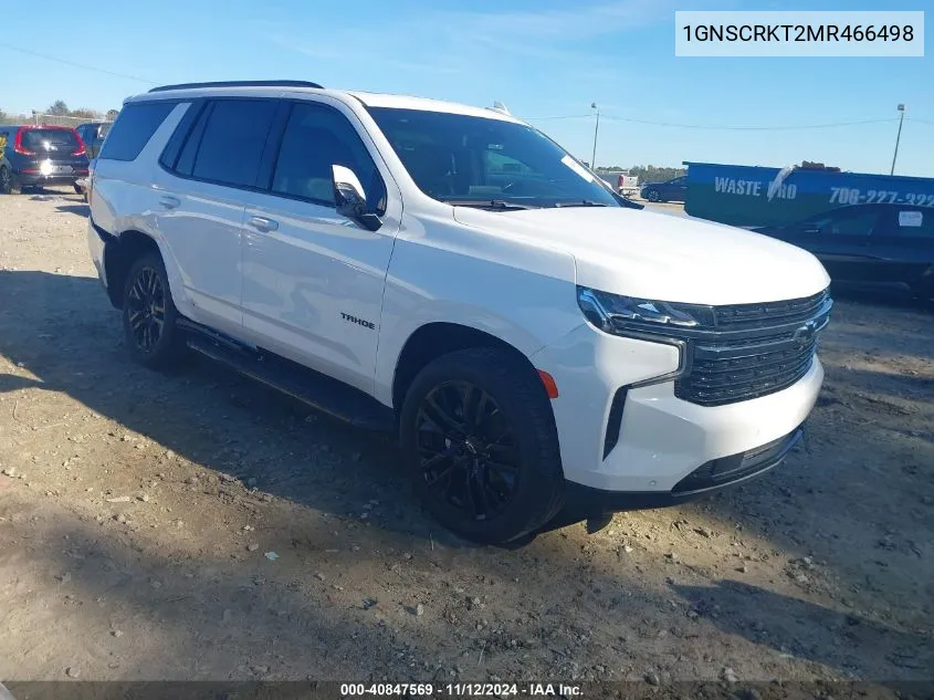 2021 Chevrolet Tahoe 2Wd Rst VIN: 1GNSCRKT2MR466498 Lot: 40847569