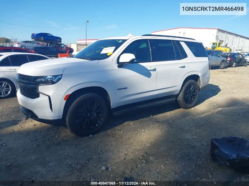 2021 Chevrolet Tahoe 2Wd Rst VIN: 1GNSCRKT2MR466498 Lot: 40847569