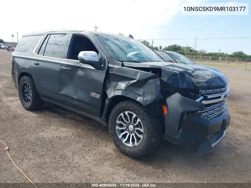 2021 Chevrolet Tahoe 2Wd Premier VIN: 1GNSCSKD9MR103177 Lot: 40905655