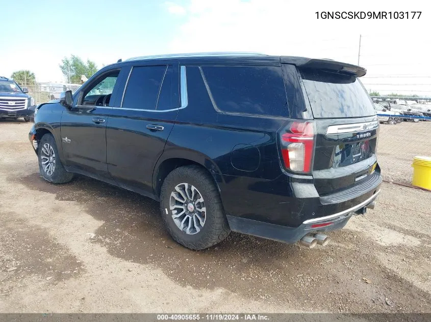 2021 Chevrolet Tahoe 2Wd Premier VIN: 1GNSCSKD9MR103177 Lot: 40905655