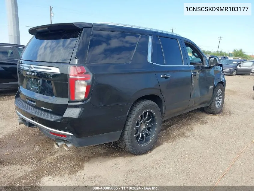 2021 Chevrolet Tahoe 2Wd Premier VIN: 1GNSCSKD9MR103177 Lot: 40905655