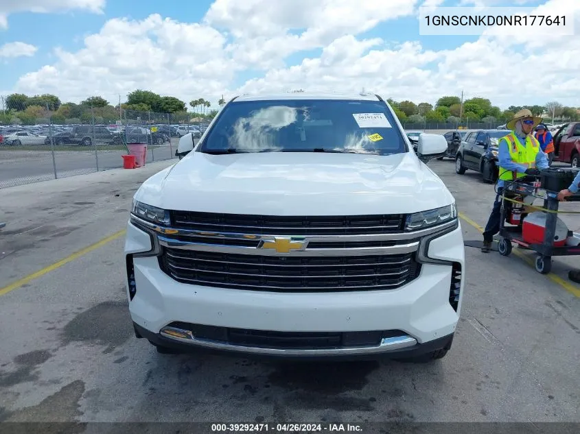 2022 Chevrolet Tahoe 2Wd Lt VIN: 1GNSCNKD0NR177641 Lot: 39292471