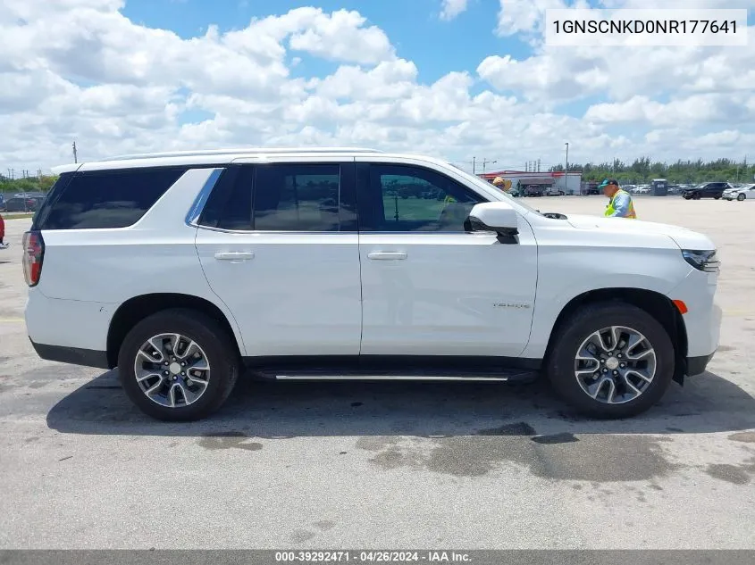 2022 Chevrolet Tahoe 2Wd Lt VIN: 1GNSCNKD0NR177641 Lot: 39292471