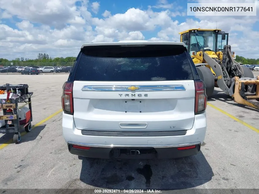 2022 Chevrolet Tahoe 2Wd Lt VIN: 1GNSCNKD0NR177641 Lot: 39292471