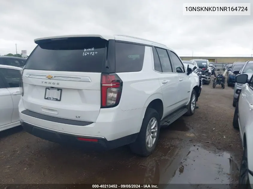 2022 Chevrolet Tahoe K1500 Lt VIN: 1GNSKNKD1NR164724 Lot: 40213452