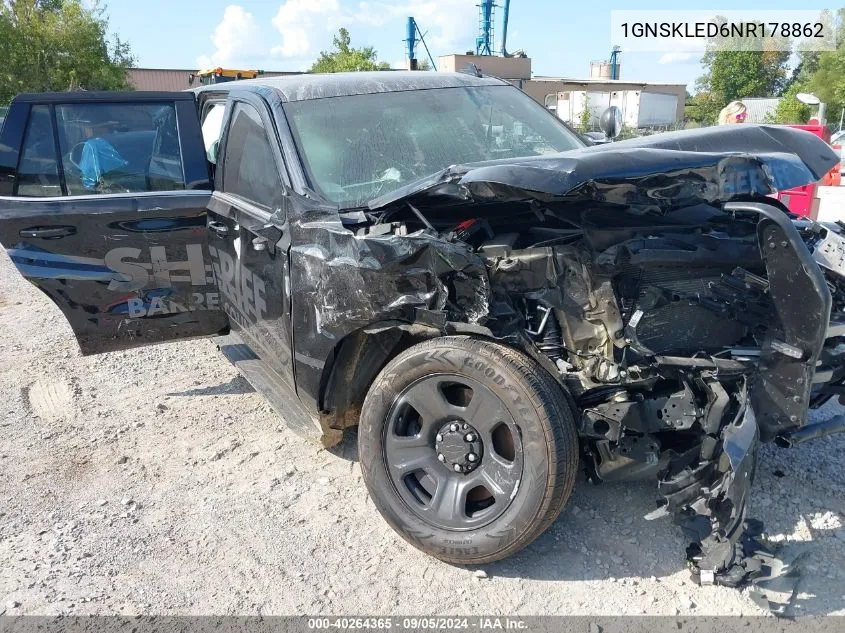 2022 Chevrolet Tahoe K1500 VIN: 1GNSKLED6NR178862 Lot: 40264365