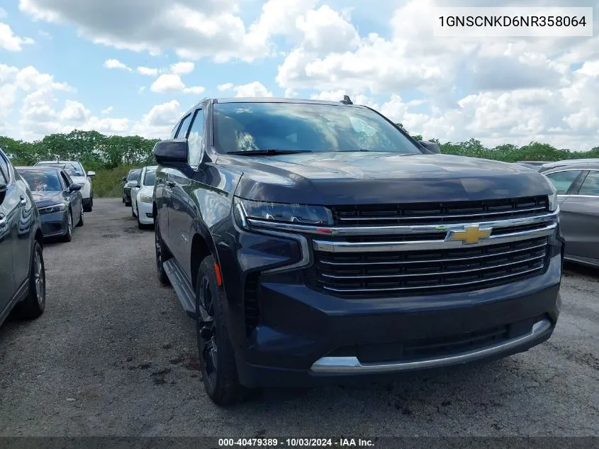 2022 Chevrolet Tahoe 2Wd Lt VIN: 1GNSCNKD6NR358064 Lot: 40479389