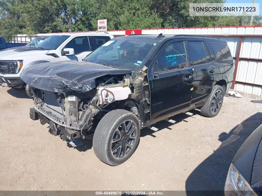 2022 Chevrolet Tahoe 2Wd Rst VIN: 1GNSCRKL9NR171223 Lot: 40499670