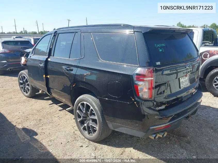 2022 Chevrolet Tahoe 2Wd Rst VIN: 1GNSCRKL9NR171223 Lot: 40499670