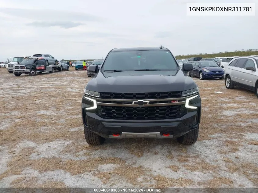 2022 Chevrolet Tahoe 4Wd Z71 VIN: 1GNSKPKDXNR311781 Lot: 40618385