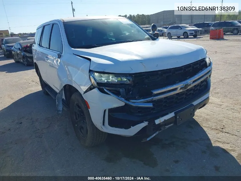 2022 Chevrolet Tahoe 2Wd Commercial Fleet VIN: 1GNSCLED6NR138309 Lot: 40635460