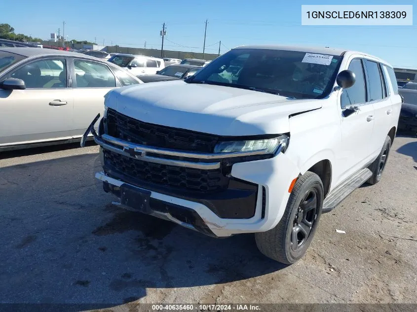 2022 Chevrolet Tahoe 2Wd Commercial Fleet VIN: 1GNSCLED6NR138309 Lot: 40635460