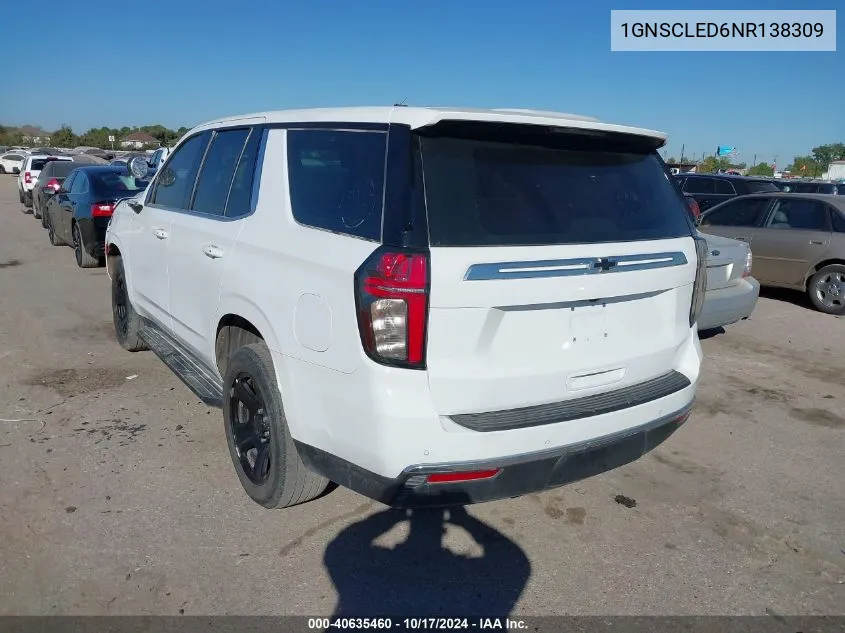 2022 Chevrolet Tahoe 2Wd Commercial Fleet VIN: 1GNSCLED6NR138309 Lot: 40635460