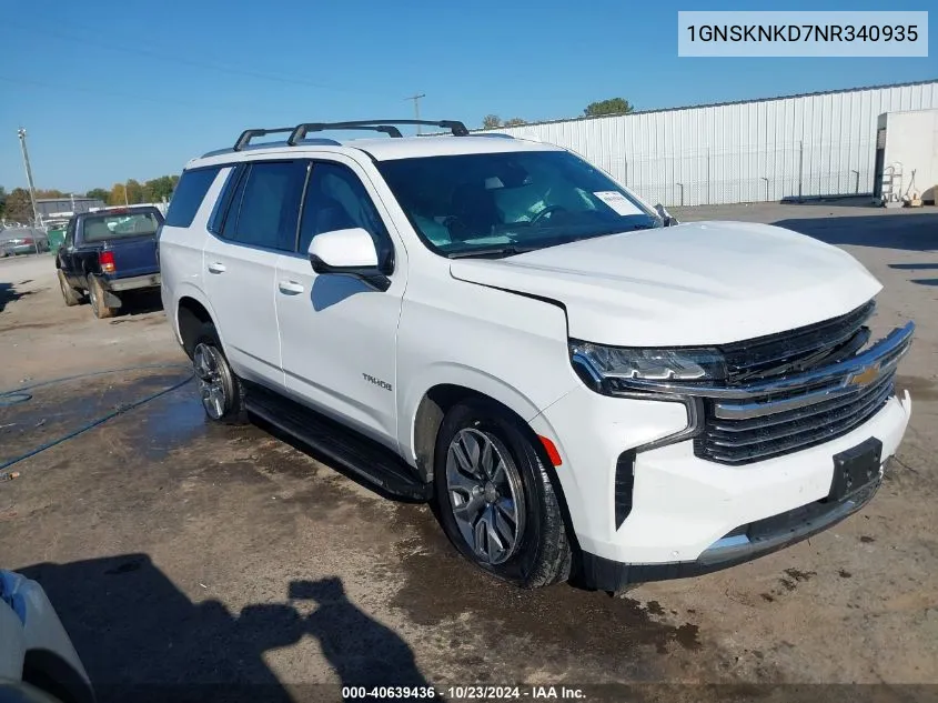 2022 Chevrolet Tahoe 4Wd Lt VIN: 1GNSKNKD7NR340935 Lot: 40639436