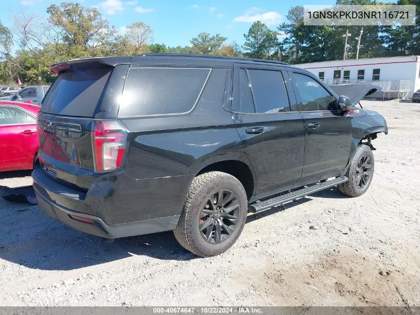 2022 Chevrolet Tahoe 4Wd Z71 VIN: 1GNSKPKD3NR116721 Lot: 40674647