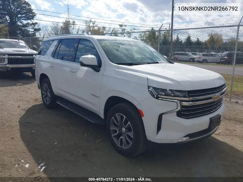 2022 Chevrolet Tahoe 4Wd Lt VIN: 1GNSKNKD2NR266792 Lot: 40764272