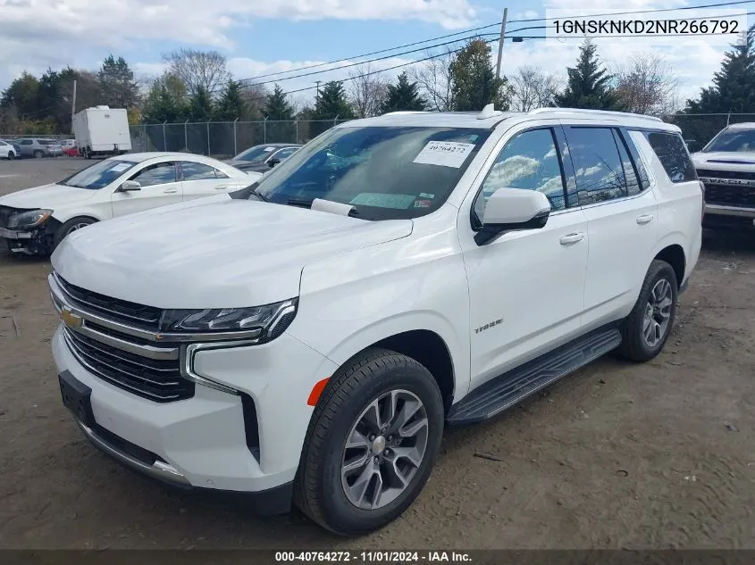 2022 Chevrolet Tahoe 4Wd Lt VIN: 1GNSKNKD2NR266792 Lot: 40764272