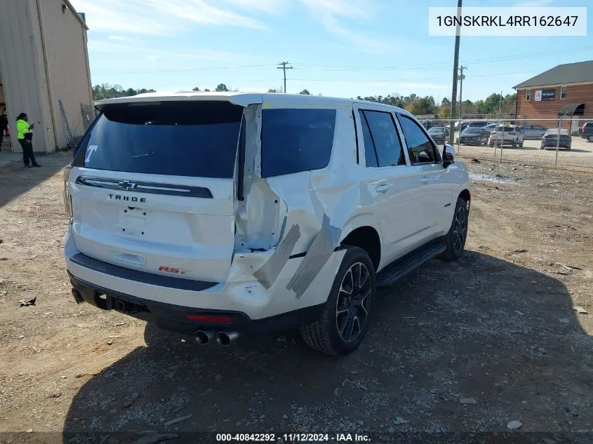 2024 Chevrolet Tahoe 4Wd Rst VIN: 1GNSKRKL4RR162647 Lot: 40842292