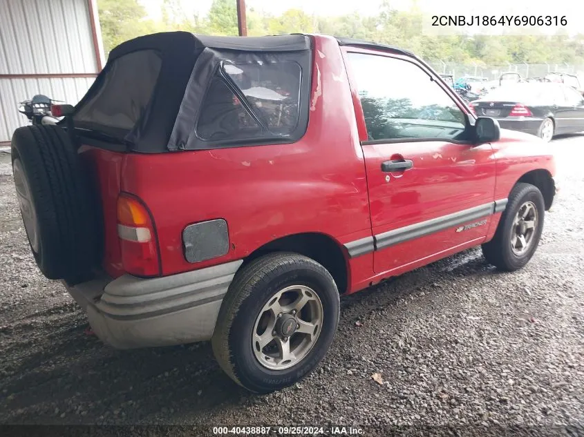 2000 Chevrolet Tracker VIN: 2CNBJ1864Y6906316 Lot: 40438887