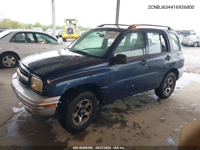 2001 Chevrolet Tracker Hard Top Lt VIN: 2CNBJ634416936800 Lot: 40458386