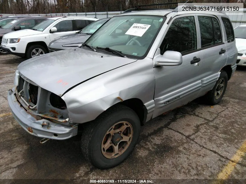 2001 Chevrolet Tracker Hard Top Lt VIN: 2CNBJ634716915150 Lot: 40853169