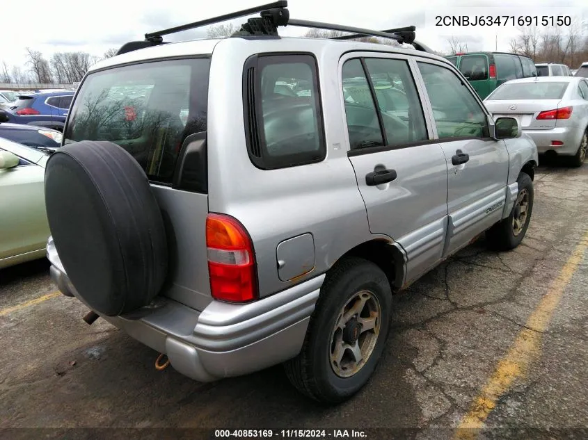 2001 Chevrolet Tracker Hard Top Lt VIN: 2CNBJ634716915150 Lot: 40853169