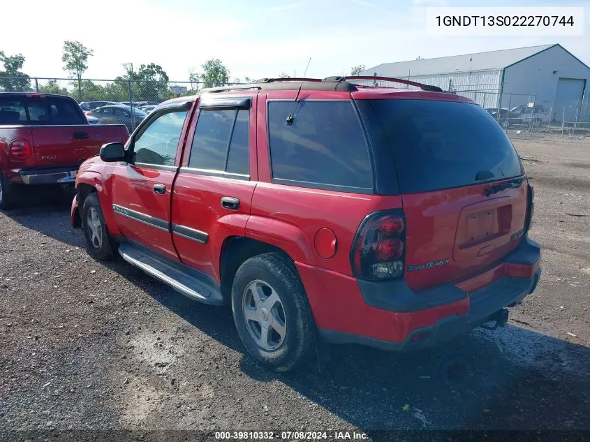 2002 Chevrolet Trailblazer Lt VIN: 1GNDT13S022270744 Lot: 39810332